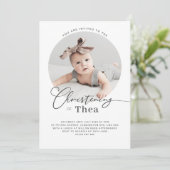 Round Photo Christening Uitnodiging (Staand voorkant)