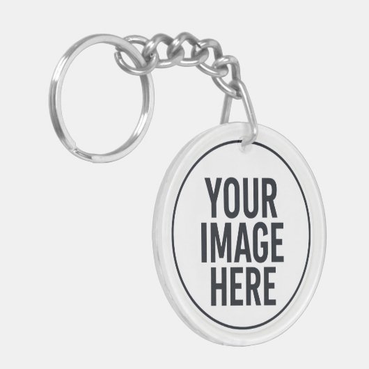 Round Photo Upload Keychain With Metal Ring (Voorkant Links)