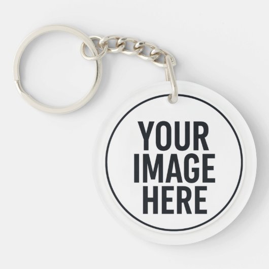 Round Photo Upload Keychain With Metal Ring (Voorkant)