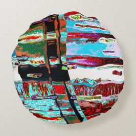 Round Pillow – Collapse Reflection Abstract Design Rond Kussen