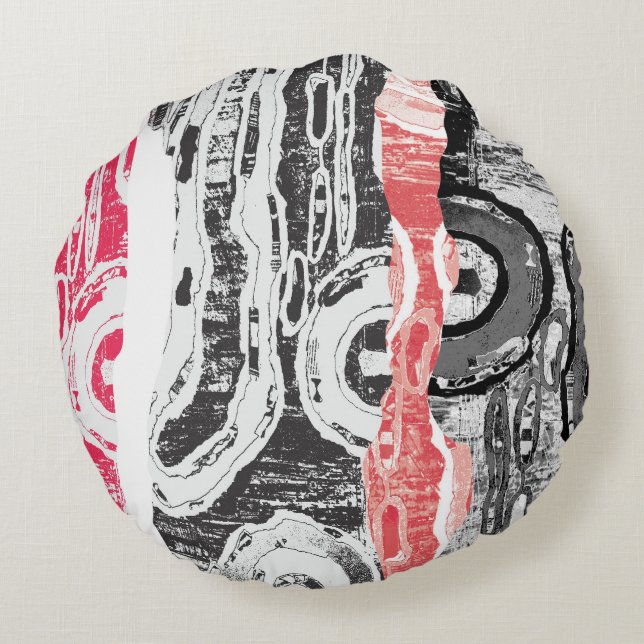 Round Pillow – Friction Lands Abstract Design Rond Kussen (Achterkant)
