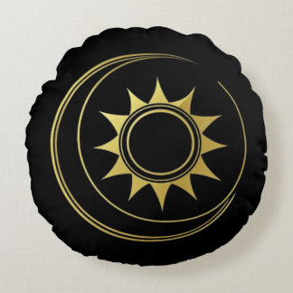 Round Pillow Gold Celestial Moon Sun Luxe Decor Rond Kussen