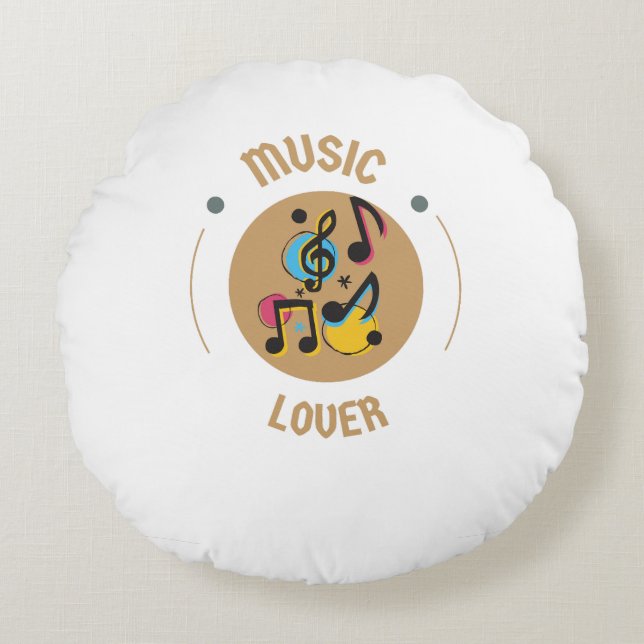 Round Pillow Music Lover Rond Kussen (Voorkant)