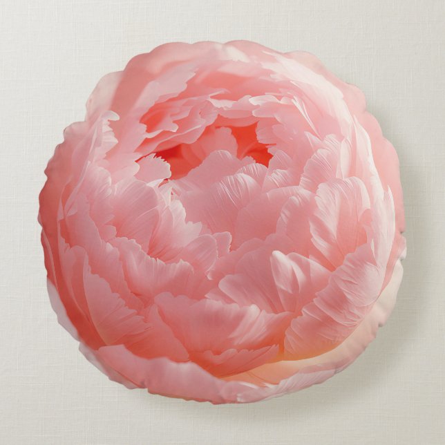 Round Pillow – Pink Flower Bloom | Custom Home Dec Rond Kussen (Voorkant)
