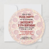 🍕 Round Pizza Party Birthday Invitation Kaart (Achterkant)