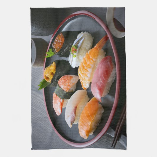Round Plate Sushi Art Theedoek (Verticaal)