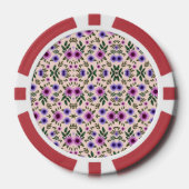 Round poker chip with a floral pattern  (Voorkant)