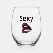 Round Pop Art Pillow Red Polka Dot Lips with "Sexy Wijnglas Zonder Voet (Voorkant)