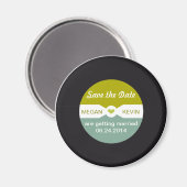 Round Record Save the Date Magnet - muziek thema (Voorkant / Achterkant)