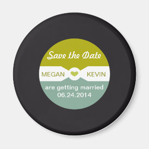 Round Record Save the Date Magnet - muziek thema