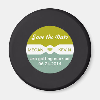 Round Record Save the Date Magnet - muziek thema