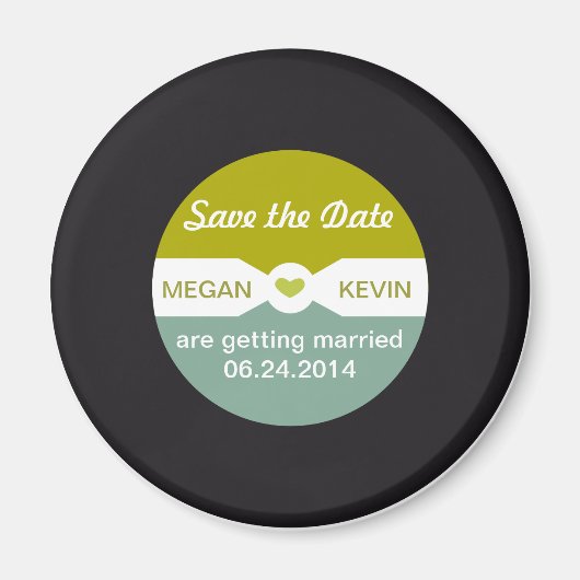 Round Record Save the Date Magnet - muziek thema (Voorkant)