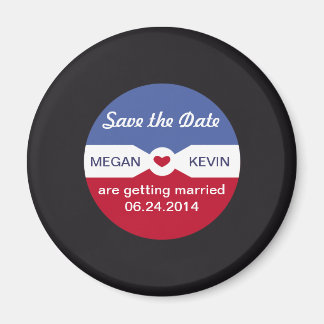 Round Record Save the Date Magnet - muziekthema