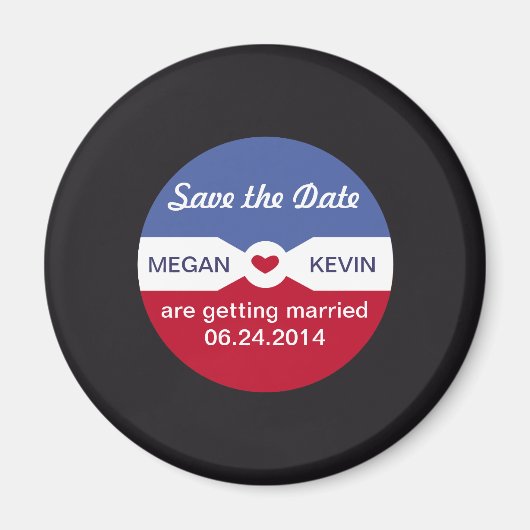 Round Record Save the Date Magnet - muziekthema (Voorkant)