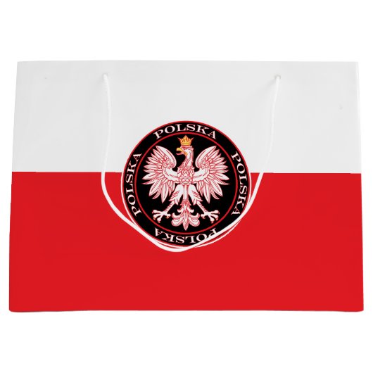 Round Red Polska Eagle Groot Cadeauzakje (Voorkant)
