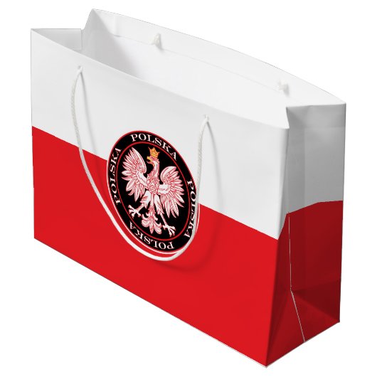Round Red Polska Eagle Groot Cadeauzakje (Achterkant Gekanteld)
