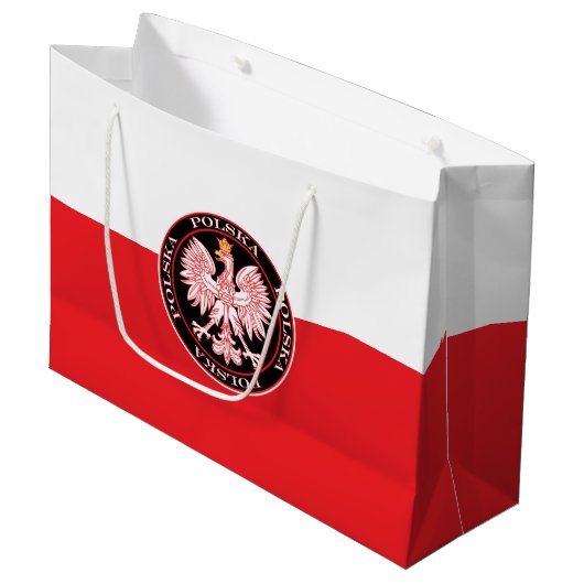 Round Red Polska Eagle Groot Cadeauzakje (Voorkant Gekanteld)