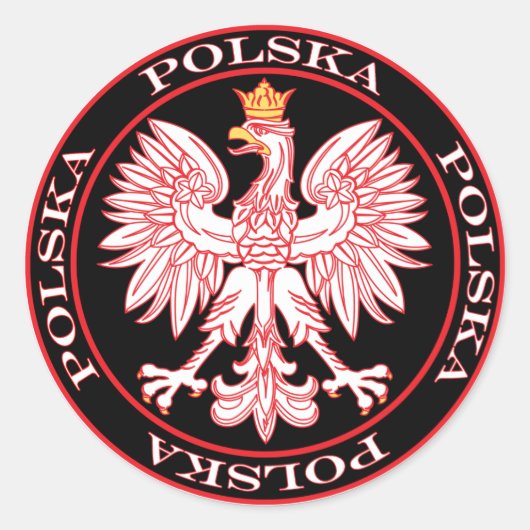 Round Red Polska Eagle Ronde Sticker (Voorkant)