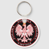 Round Red Polska Eagle Sleutelhanger (Voorkant)