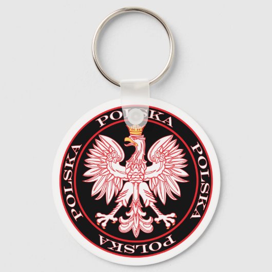 Round Red Polska Eagle Sleutelhanger (Voorkant)