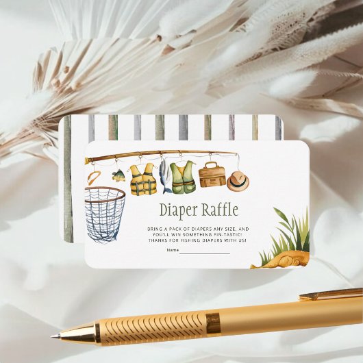 Round Reel Excited Little Fisherman Diaper Raffle  Informatiekaartje