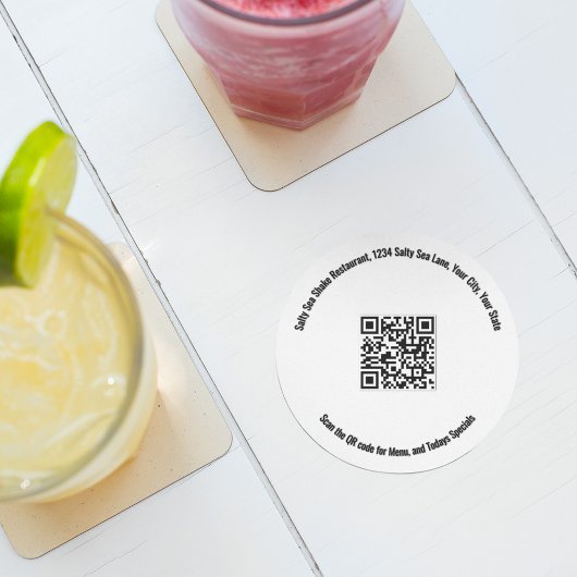 Round Restaurant QR Code Menu and Specials Ronde Kartonnen Onderzetter