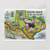 Round Rock Texas Cartoon Map Briefkaart (Voorkant)