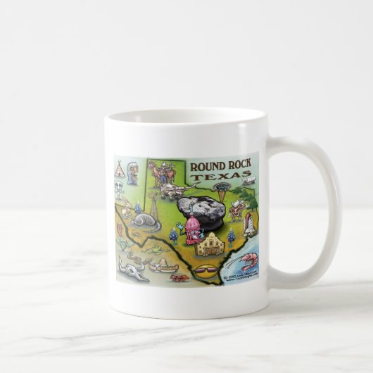 Round Rock Texas Cartoon Map Koffiemok (Rechts)