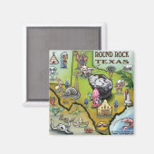 Round Rock Texas Cartoon Map Magneet (Voorkant / Achterkant)