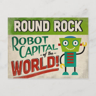 Round Rock Texas Robot - Funny  Briefkaart