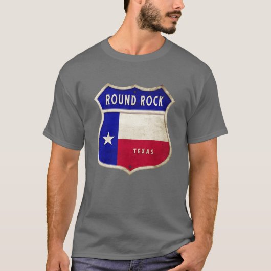 Round Rockeas Crest Vlag Ontwerp grappig T-shirt (Voorkant)