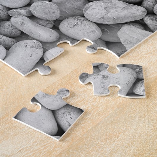 Round Rocks Black en White Photo Puzzle Legpuzzel (Zijkant)