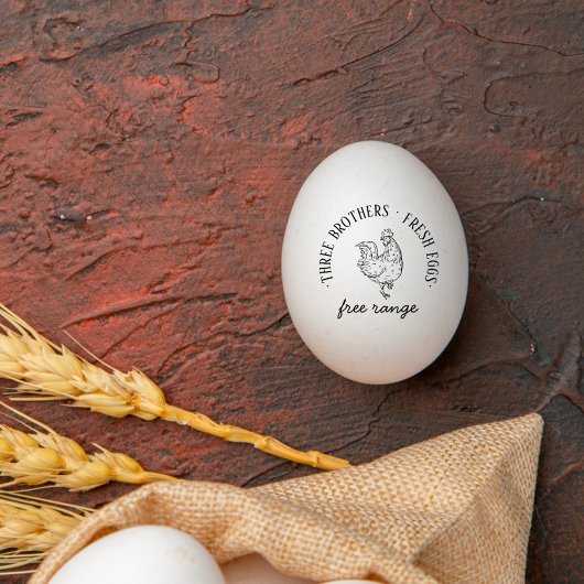 Round Rustic Custom Farm Name | Information Egg  Rubberstempel