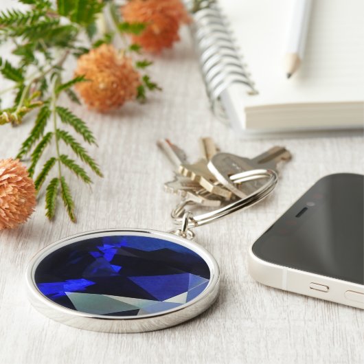 Round Sapphire Sleutelhanger (Zijkant)