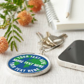 Round save planet wereldkaart premium sleutelhange sleutelhanger (Zijkant)