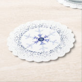 Round snowflake kartonnen onderzetters (Gekanteld)