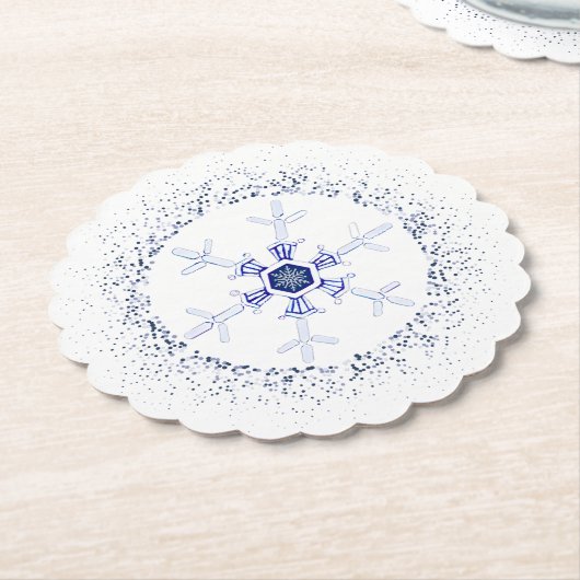 Round snowflake kartonnen onderzetters (Gekanteld)