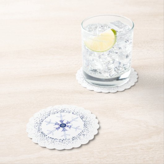 Round snowflake kartonnen onderzetters (Insitu)