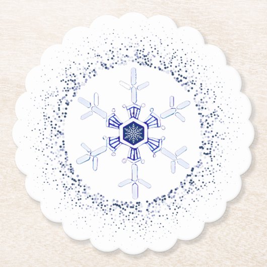 Round snowflake kartonnen onderzetters (Voorkant)