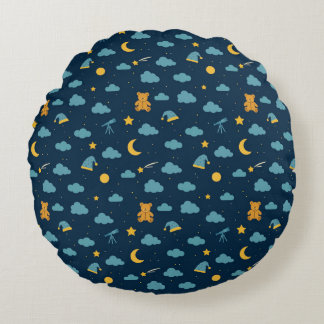 Round Snuggle Pillow – Celestial Teddy Adventure Rond Kussen