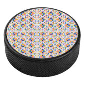 Round speaker with a colorful geometric pattern  hockey puck (3/4)
