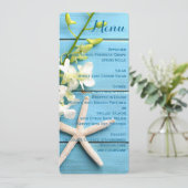 Round Starfish Beach Weddenemenu met orchideeën Menu (Staand voorkant)