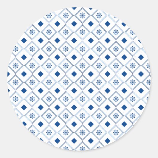 Round sticker design featuring a blue and white (Voorkant)