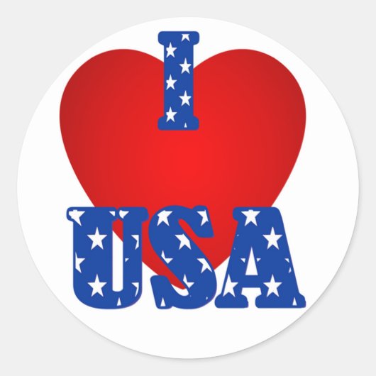 Round Sticker/I Heart USA Ronde Sticker (Voorkant)