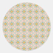 Round sticker with a floral geometric pattern (Voorkant)