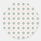 Round sticker with intricate blue and yellow  (Voorkant)