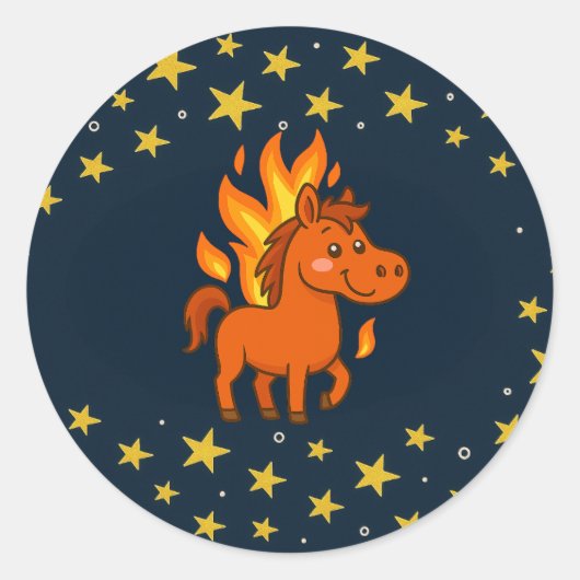 Round Stickers with a red horses (Voorkant)