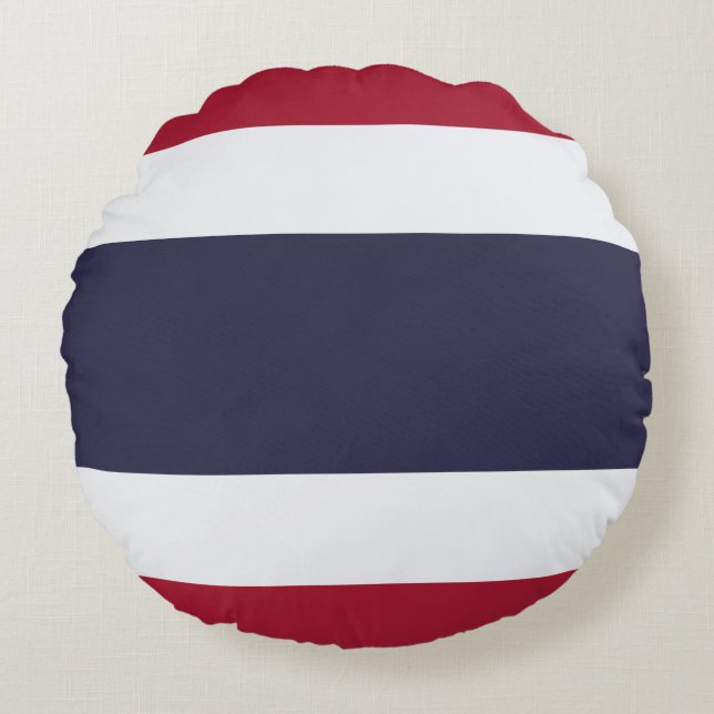 Round Throw Pillow with flag of Thailand Rond Kussen (Voorkant)