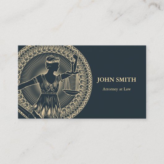 Round Totem Lady Justice Professionele advocaat Visitekaartje (Voorkant)