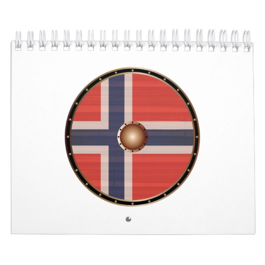 Round Viking schild met Noorse vlag. Kalender (Hoes)